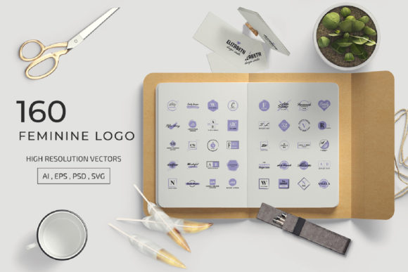 160 Feminine Logo Set for Branding and Graphics