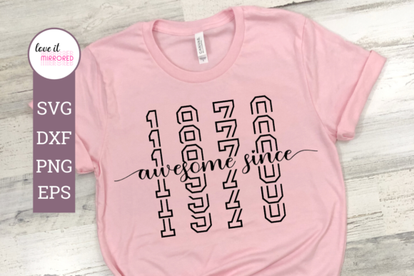 Awesome Since 1970 Mirror Word Graphics for Crafts