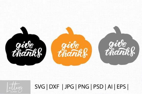 Give Thanks Pumpkin Graphics for Fall Editorial Design