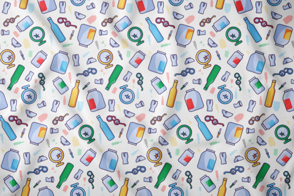 Glass Waste Seamless Pattern for Graphics and Patterns