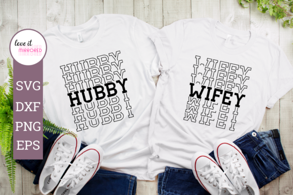 Hubby and Wifey Mirror Word Cut File for Crafts and Graphics