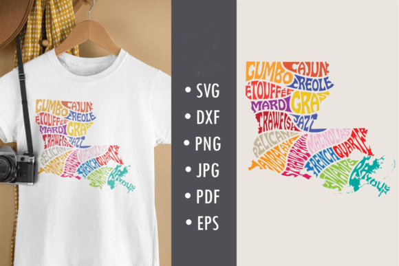 Louisiana Words Characteristics, Svg Cut for Crafts and Graphics