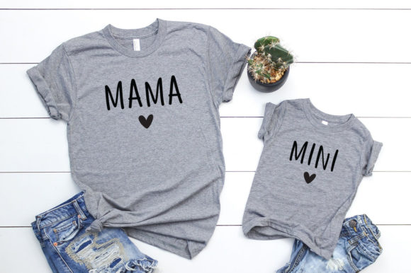 Mama and Mini - Mother Daughter Shirts Graphics for Crafts