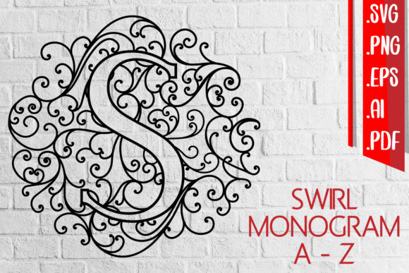 Swirl Monogram a-Z Graphics for Crafts and Design Projects