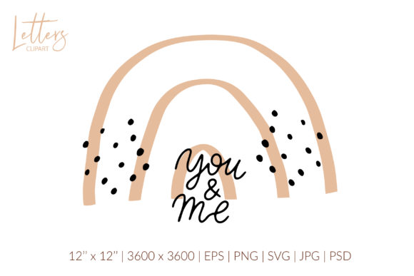 You and Me Svg, Boho Rainbow Graphic for Creative Projects